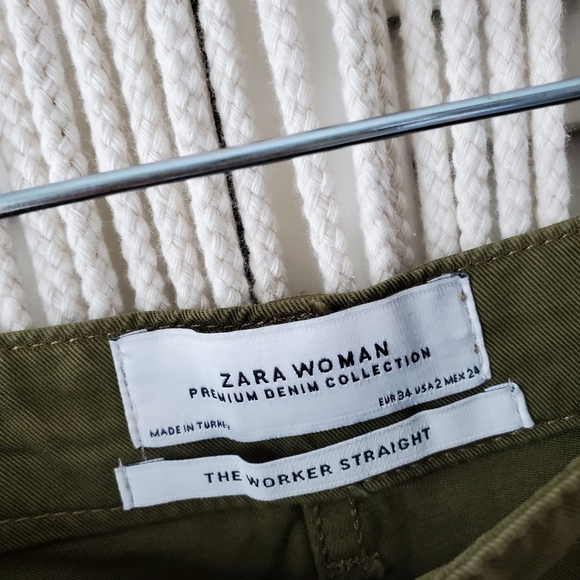 ZARA WOMAN Worker Straight Utility Glitter Pants 2 - Picture 8 of 8